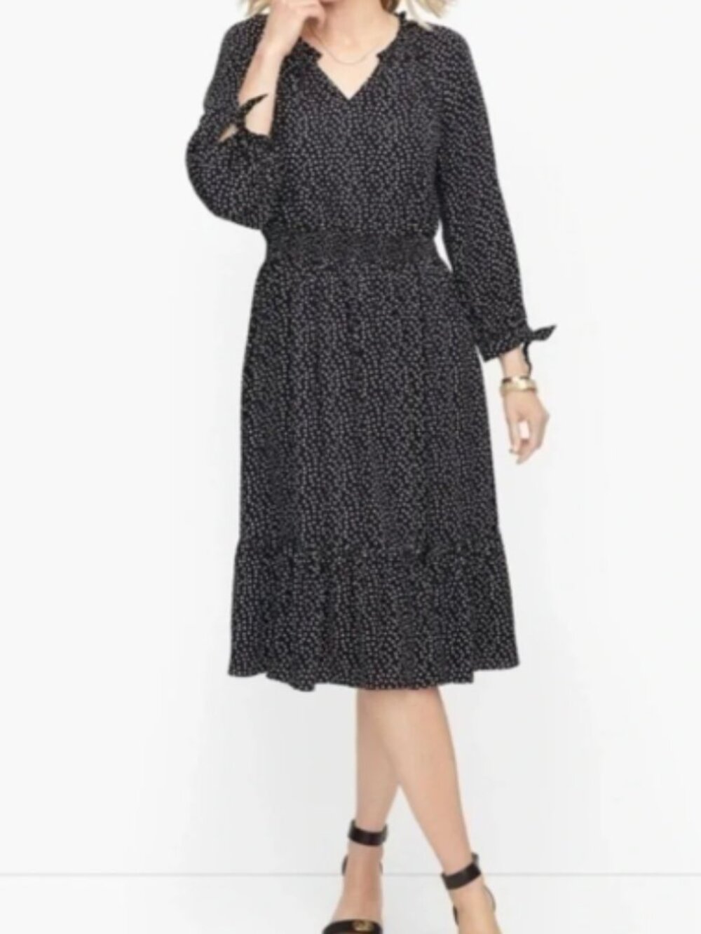 Talbots Ditsy Dot Viscose Dress XL